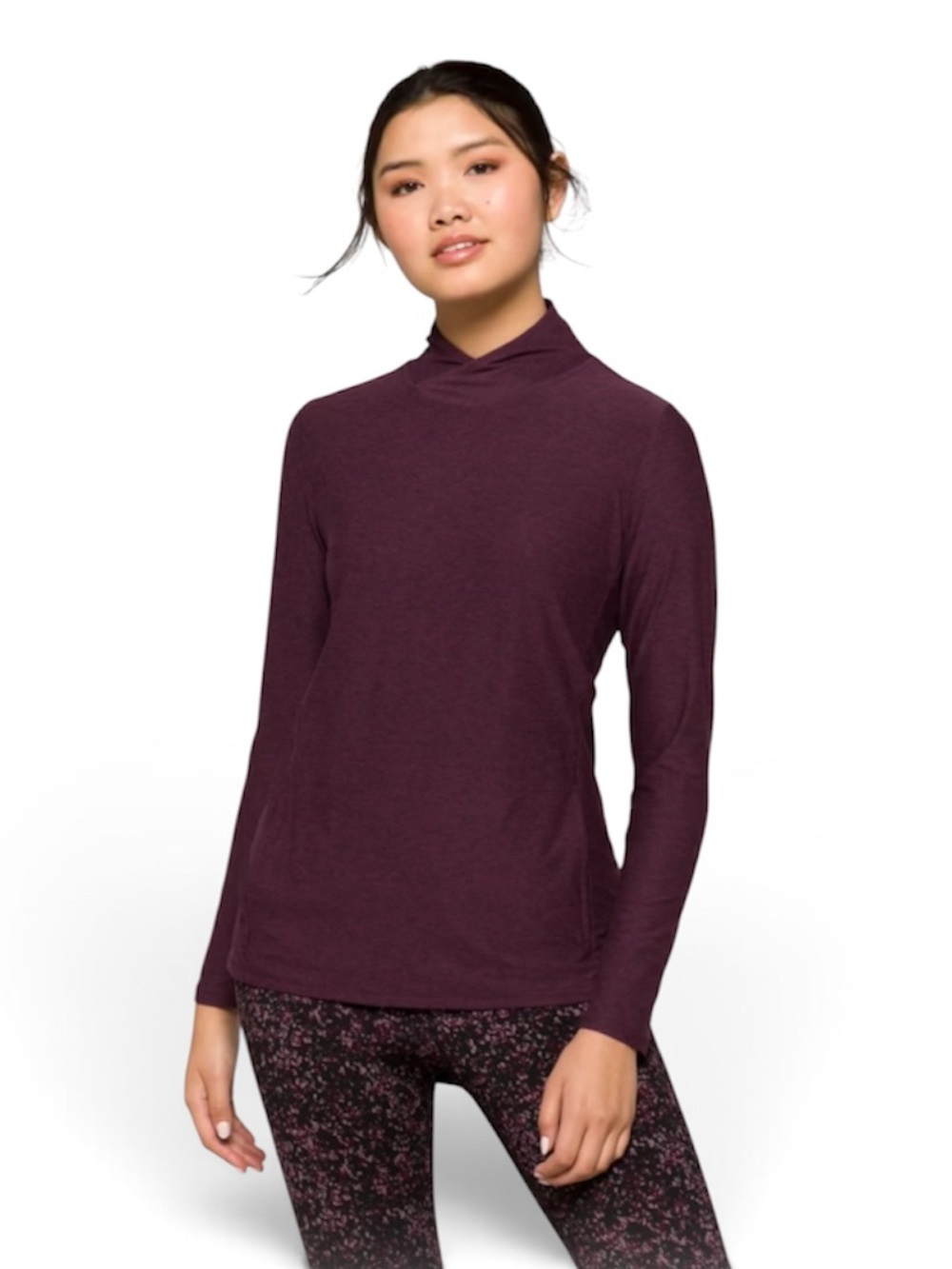 We Wander WeFlex Darlene Crossover Deep Purple Mock Neck Performance Top size M